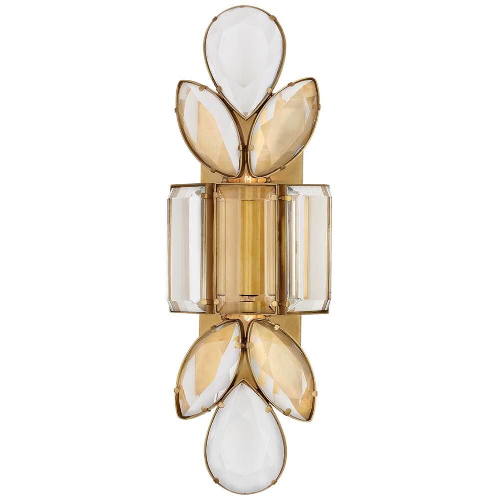 Visual Comfort Signature Collection Lloyd Large Jeweled Sconce in Soft Brass with Clear Crystal